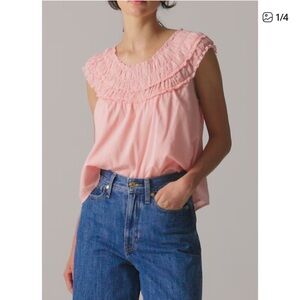 J. Crew Rosalie Smocked Pink Cotton Voile Blouse💗